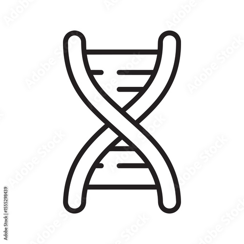 DNA double helix icon representing genetics and biology for scientific research into the human genome evolution and life heredity vector solid glyph icon