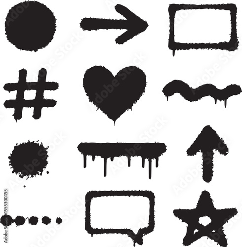 vector set of hand drawn ink splashes