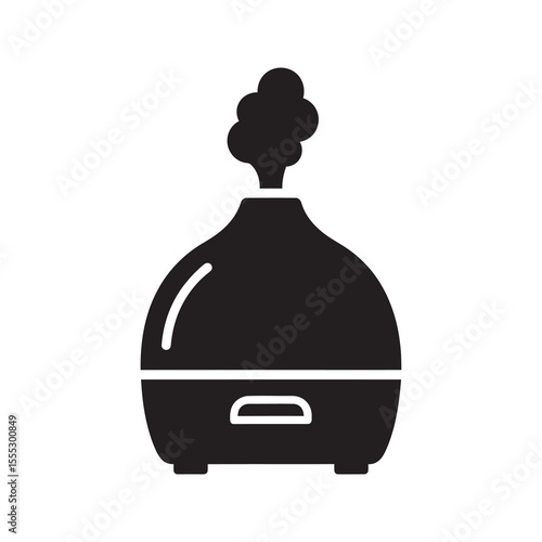 Aroma diffuser icon for aromatherapy relaxation and essential oil diffusion providing a calm and relaxing atmosphere with scented vapor vector solid glyph icon