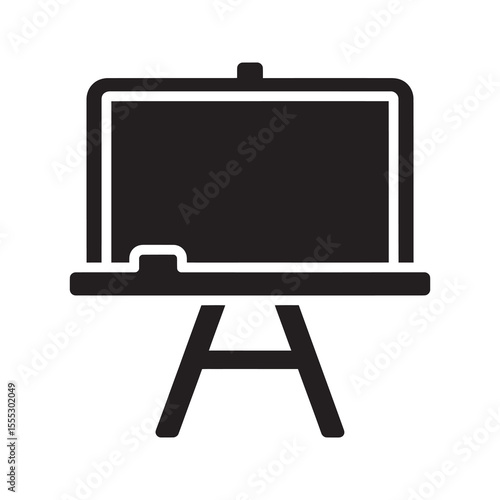 Presentation whiteboard icon on a stand for classroom teaching office meetings and business strategy brainstorming session with an easel vector solid glyph icon
