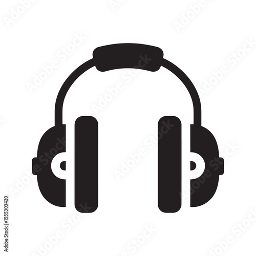 Hearing protection icon with safety earmuffs to reduce noise exposure in loud industrial environments a key piece of personal protective equipment vector solid glyph icon