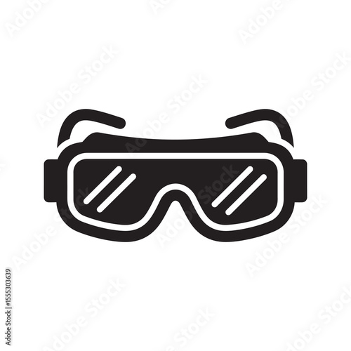 Safety goggles icon for eye protection in hazardous work environments such as construction laboratories and workshops a type of ppe vector solid glyph icon