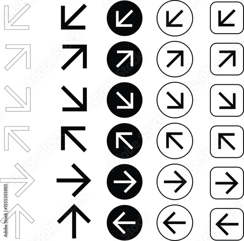 Arrow Icons Set – Flat Vector UI/UX Direction Symbols, Navigation and Interface Icons Collection