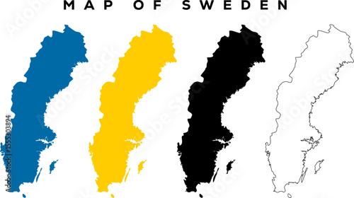 Modern Sweden Map Outline – Minimal Vector