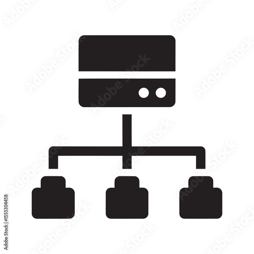 Server network architecture icon representing data hierarchy system organization and information technology infrastructure for corporate connection vector solid glyph icon