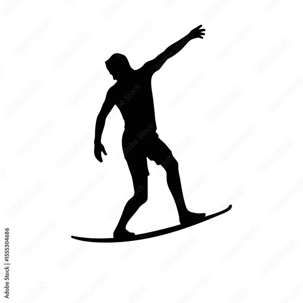 Silhouette of a person balancing on a windsurf board, black and white, transparent background, windsurfing and sport concept. Silhouette of a person balancing on a windsurf board, black and white, transparent background, windsurfing and sport concept.
