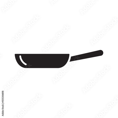 Frying pan icon a flat bottomed piece of cookware used for frying searing and browning food an essential kitchen utensil with a long handle vector solid glyph icon