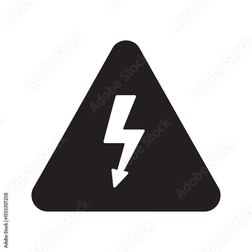 High voltage warning sign glyph icon for electricity danger electrical hazard and power shock risk alert vector illustration design vector solid glyph icon