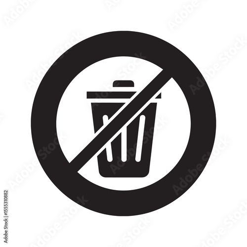 Do not litter icon a prohibition sign for maintaining public cleanliness and environmental health a warning symbol against throwing waste away vector solid glyph