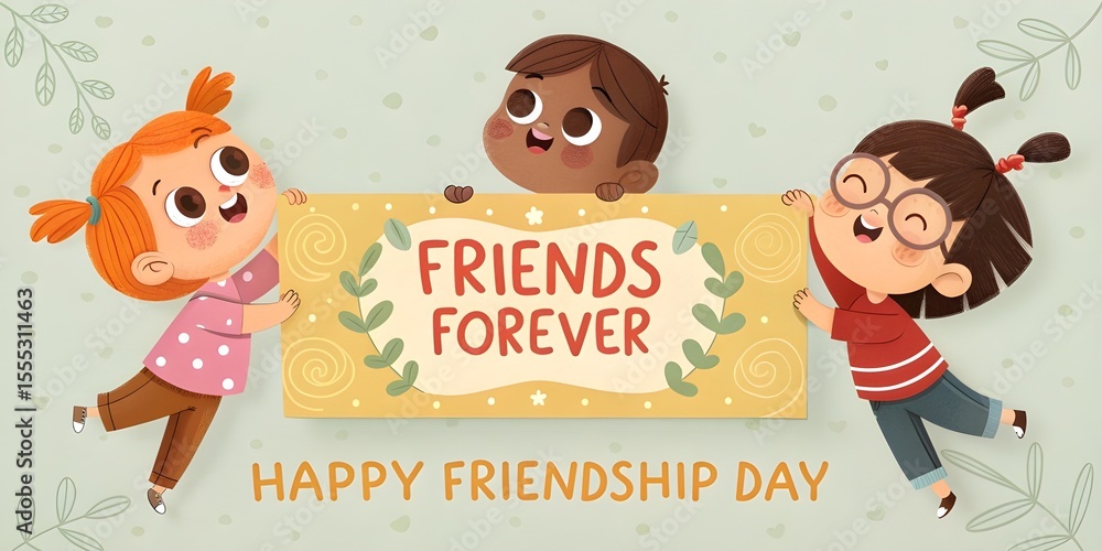 Fototapeta premium nternational friendship day greeting card. Social media banner template design.