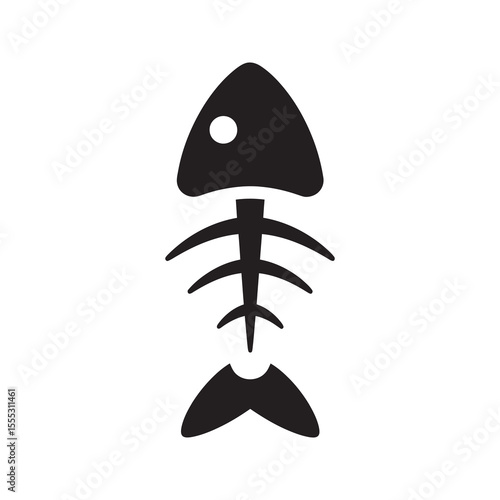 Dead fish skeleton glyph icon symbolizing water pollution ecological damage and environmental harm from toxic waste vector vector solid glyph icon