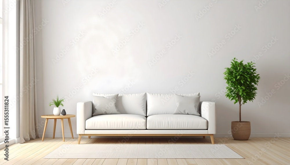 Fototapeta premium Wall Art Mockup Above Tiny Couch