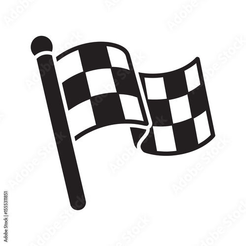 Checkered flag icon for racing finish line representing competition victory and motorsport goal achievement a symbol for speed race and success vector solid glyph icon