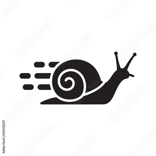 Fast snail icon an ironic symbol of speed representing slow progress with a humorous take on rapid movement and delayed but steady advancement vector solid glyph icon