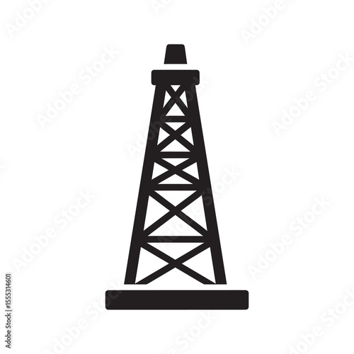 Oil derrick icon representing petroleum extraction and the fossil fuel industry a drilling rig tower for exploring and producing crude oil and gas vector solid glyph icon