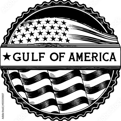 Gulf of America & Mexico Beach: Vintage Patriotic Flags & Tropical Sunsets