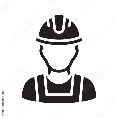 Construction engineer glyph icon with hard hat for building professional industrial worker and site foreman vector illustration vector solid glyph icon