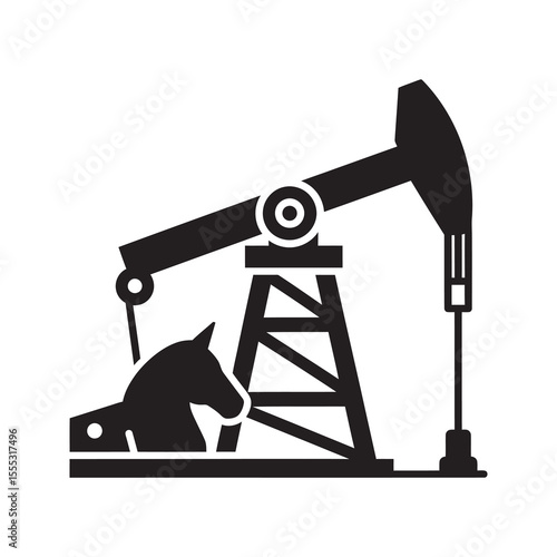 Oil pumpjack glyph icon for petroleum extraction energy industry and fossil fuel drilling machine vector graphic illustration vector solid glyph icon