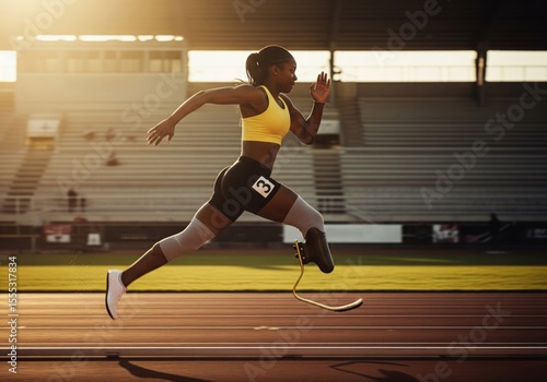 Amputee Athlete Running Track Race