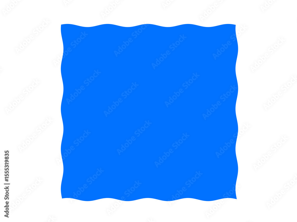 Fototapeta premium Blue Wavy Square Shape PNG - Sketch Undulating Frame, Doodle Border, Artistic Element, design assets