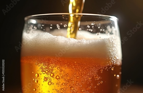 Wallpaper Mural Golden beer pouring into glass with bubbles and foam. Refreshing drink from brewery or bar. Lager ale, craft pilsner, draft beverage. Ideal for culinary, restaurant, pub, party. Torontodigital.ca