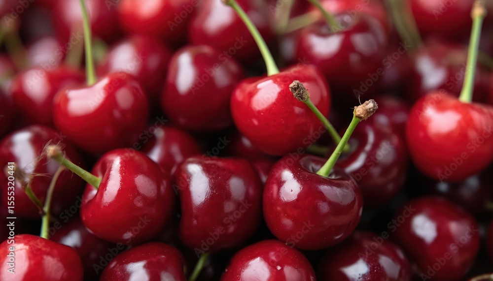 Close-up shot juicy red cherries. Ripe fruit, glossy texture. Healthy food, snack. Fresh sweet cherry, summer harvest. Organic dessert, tasty ingredient for cooking. Close-up shot juicy red cherries. Ripe fruit, glossy texture. Healthy food, snack. Fresh sweet cherry, summer harvest. Organic dessert, tasty ingredient for cooking.