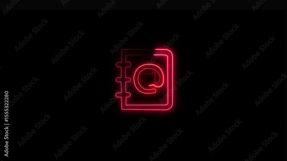 Neon red address book icon animation .Contact book icon line animation. Collection of screen names. HD video with alpha channel and black color back ground . Neon red address book icon animation .Contact book icon line animation. Collection of screen names. HD video with alpha channel and black color back ground .