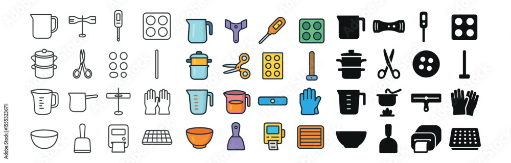Kitchen and cooking tools icons set – silhouette, culinary and utensil graphic symbols Kitchen and cooking tools icons set – silhouette, culinary and utensil graphic symbols
