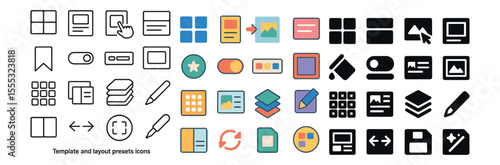 Template and layout outline icons set – flat, design and user interface symbols