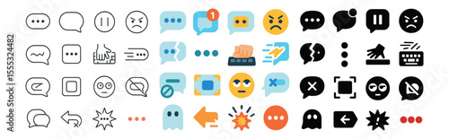 Communication icons set – flat, messaging and chat symbols for digital platforms