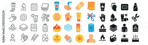 Hygiene and skincare icons set – flat, personal care and grooming symbol collection