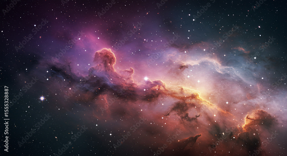 Fototapeta premium Galaxy Inspired Background with Stars, Nebulas, and Deep Colors