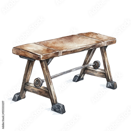 Pommel Horse, watercolor drawing vector, isolated on a white background.