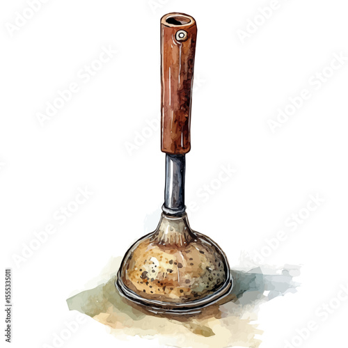 Plunger, watercolor painting vector, isolated on a white background.