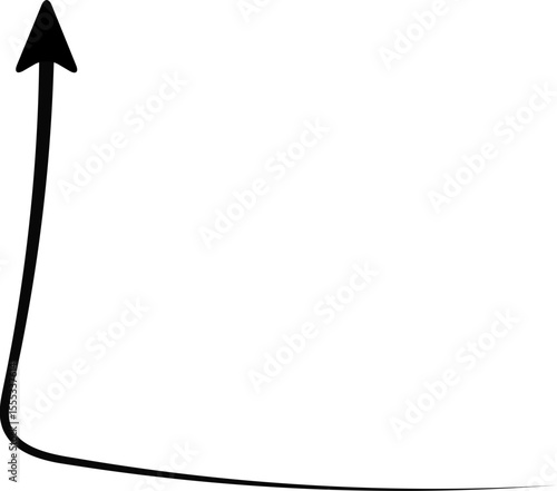 Arrow with tapered body shifts between horizontal and vertical trajectories.