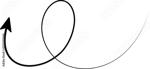 Arrow makes one large looping motion and displays a thinning line from base to tip.