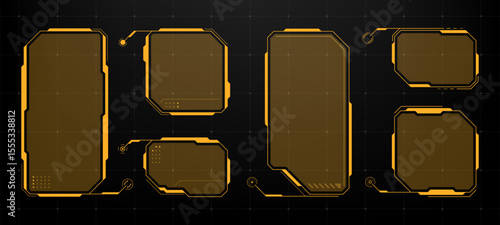 HUD text box frame vector set. Futuristic display elements with various shapes for ui interface concept.