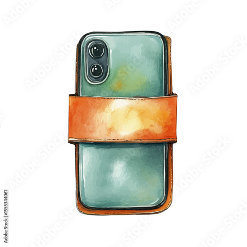 watercolor vector of Phone Armband, isolated on a white background.