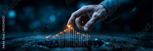 Futuristic Business Growth Visualization with Digital Data Analytics, Corporate Strategy, and Financial Technology Concept