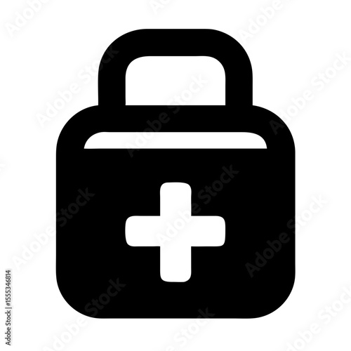 Vector Illustration of a Medical Bag Featuring a Cross Icon for Healthcare Use