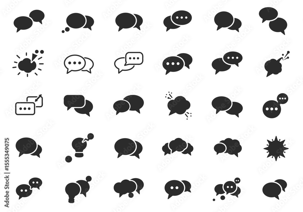An assortment of conversation bubbles in varied designs and arrangements An assortment of conversation bubbles in varied designs and arrangements