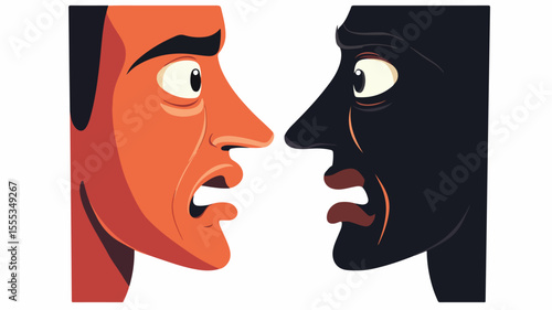 Insincere Fake Friend with Closed Mouth Hiding, Trust Issues - Vector Illustration