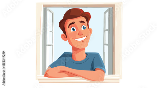 Curious People Peeking Outside Window Watching with Interest Vector Illustration EPS
