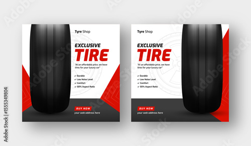 Tire shop social media post web banner template, auto repair shop banner, Tire sale promotion