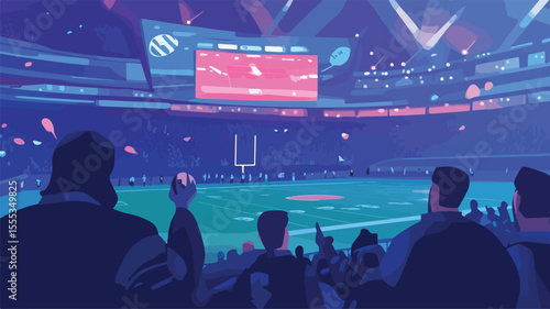 Exciting Rugby Match Wagering with Eager Spectators, American Sport Event