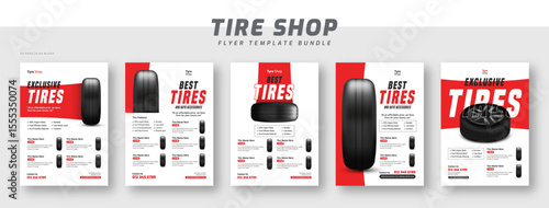 Tire shop catalog flyer bundle template | Tire parts product catalog sale promotion leaflet or poster | Auto repair shop banner set
