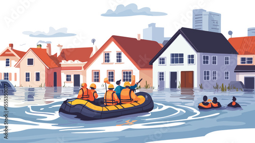 Rescue Team Saving People from Floods: Professional Response and Courageous Efforts