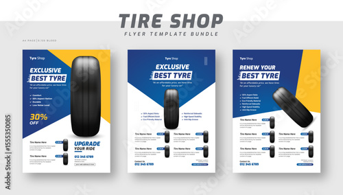 Tire shop catalog flyer bundle template | Tire parts product catalog sale promotion leaflet or poster | Auto repair shop banner set
