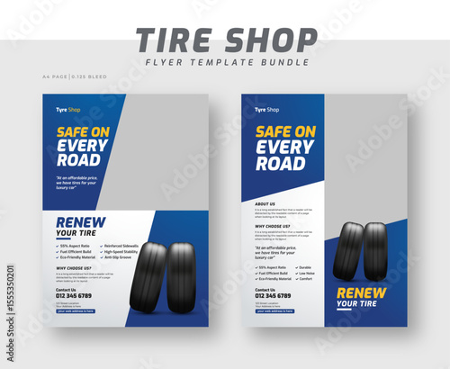 Tire shop flyer bundle template | Tire parts product sale promotion leaflet or poster | Auto repair shop banner set