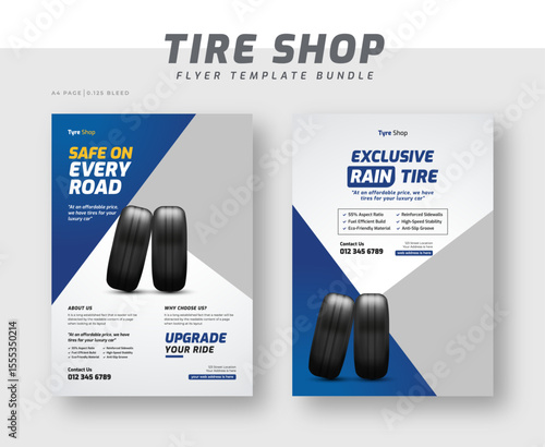 Tire shop flyer bundle template | Tire parts product sale promotion leaflet or poster | Auto repair shop banner set